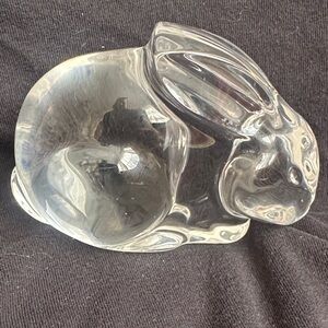 Val St Lambert vintage Crystal Rabbit Figurine signed De Sousa